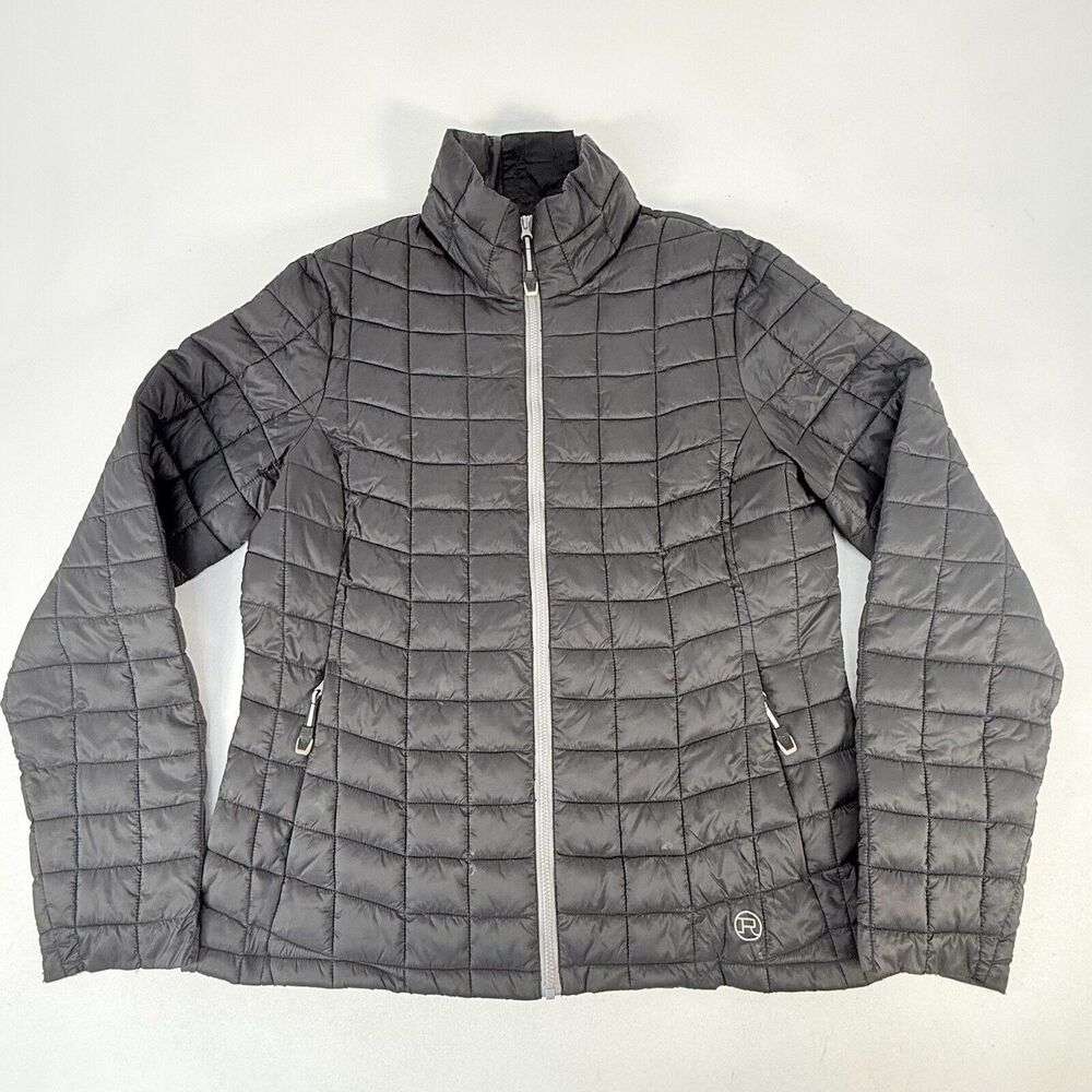 Roper Puffer Jacket Mens M Black Full Zip Packable Quilted Lightweight Full Zip